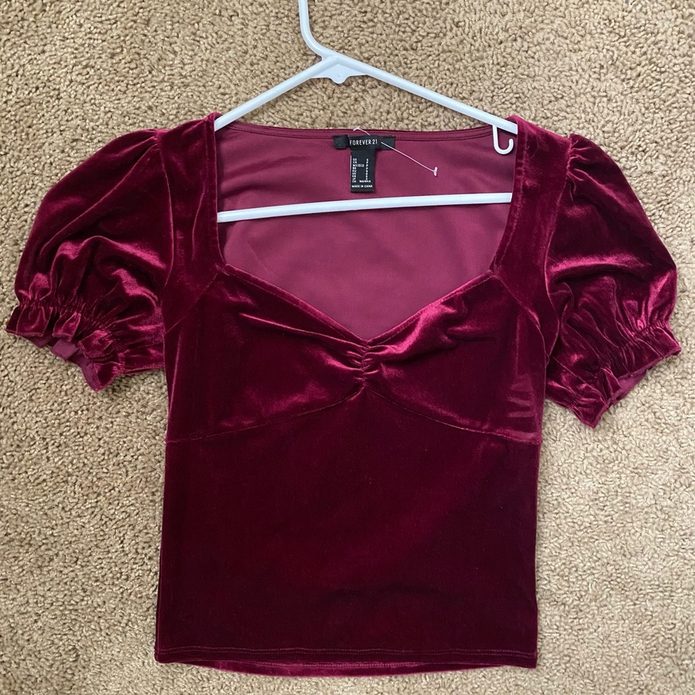 COPY - cute velvet burgundy top !